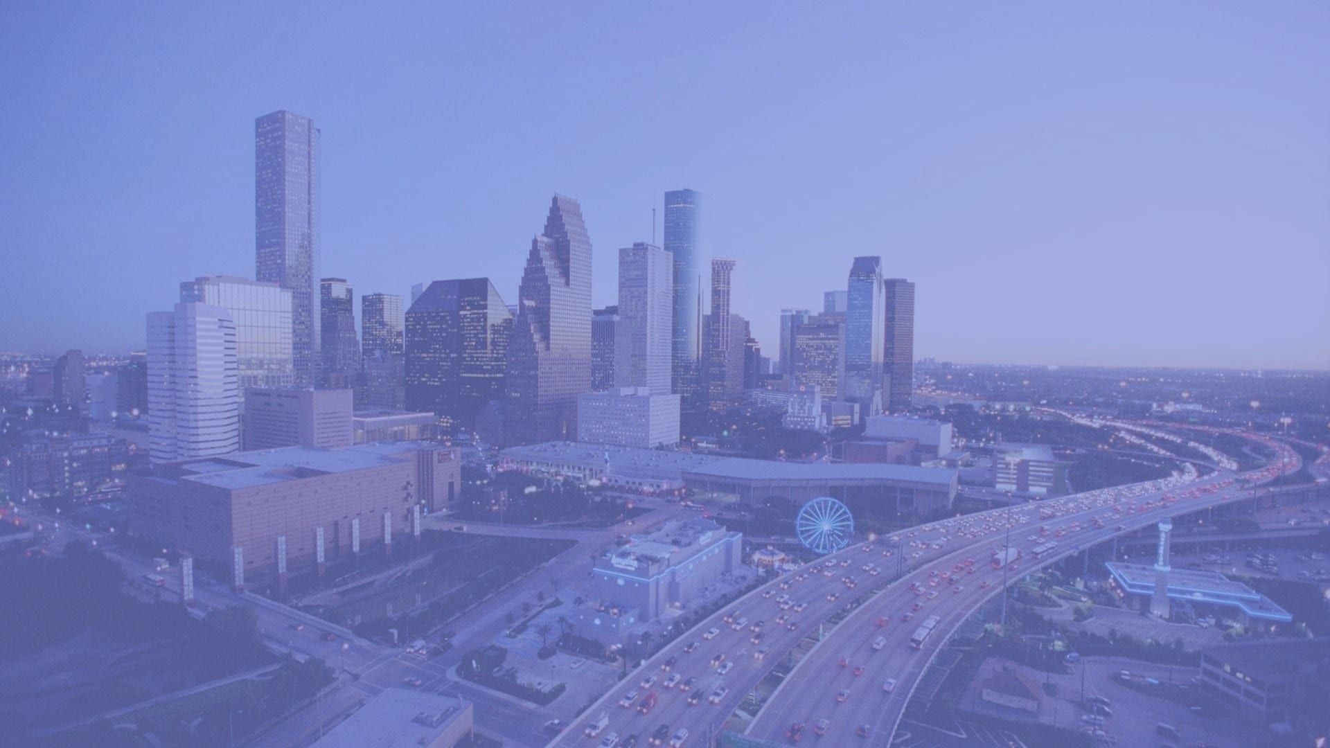 Houston skyline at dusk, the city Apartment Specials works across
