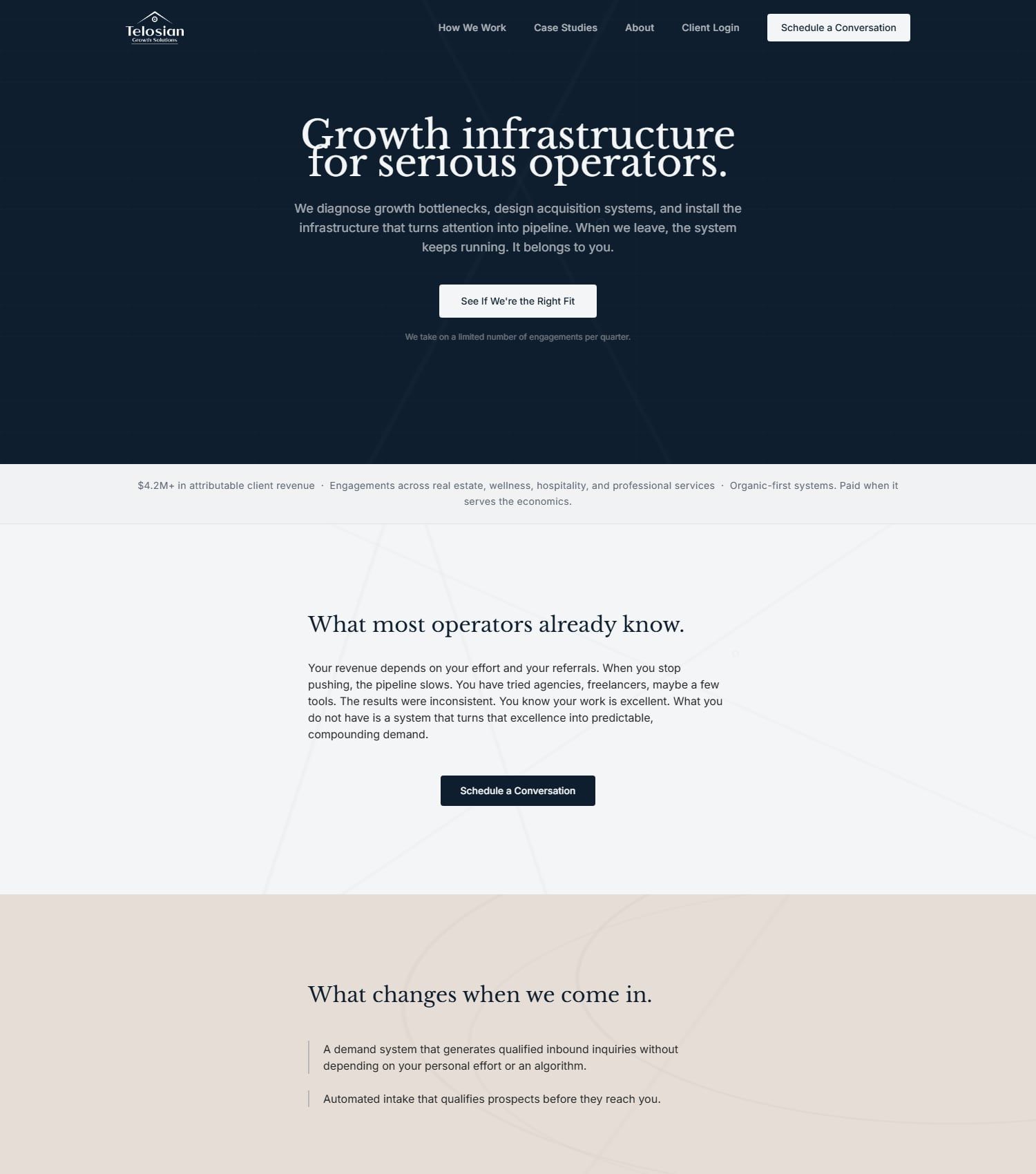 Telosian Growth Solutions website homepage